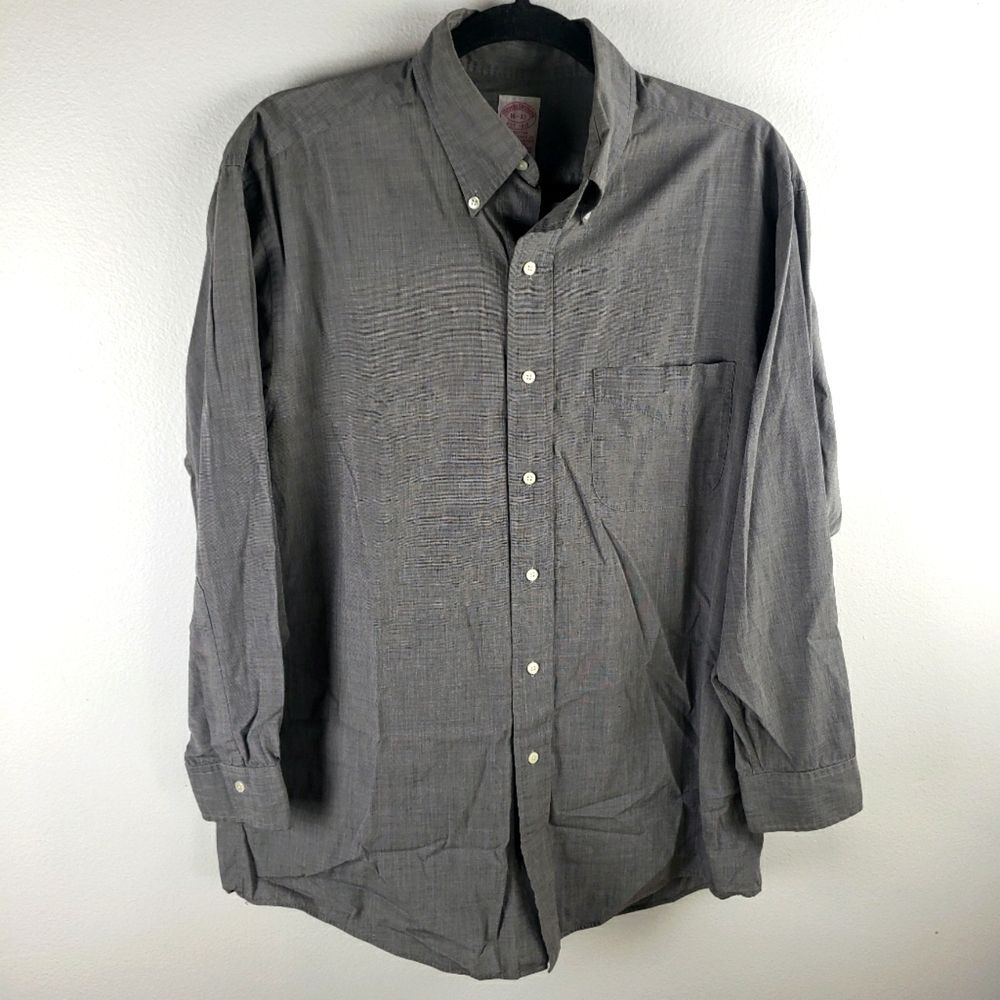Men's Brooks Brothers Grey Long Sleeve Casual Button Up Shirt Size 16